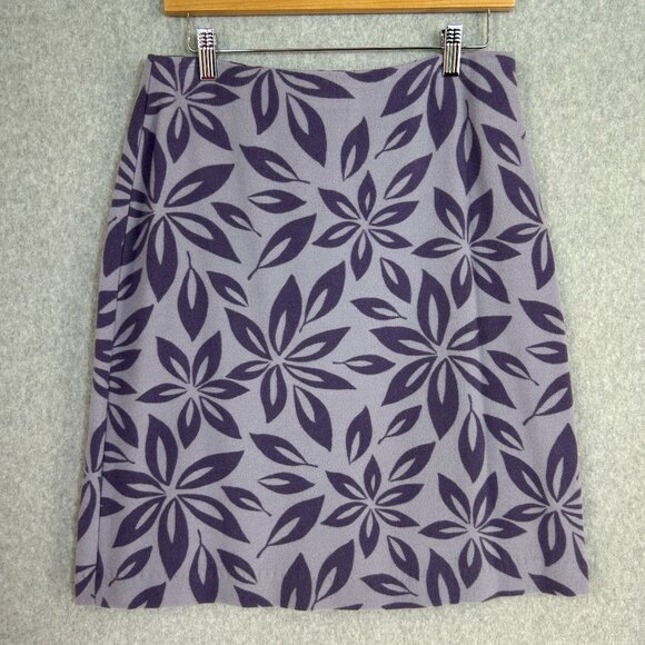Boden Size 12 UK/8 US Regular Purple Floral Patterned Wool Blend Skirt Pencil - Picture 1 of 14